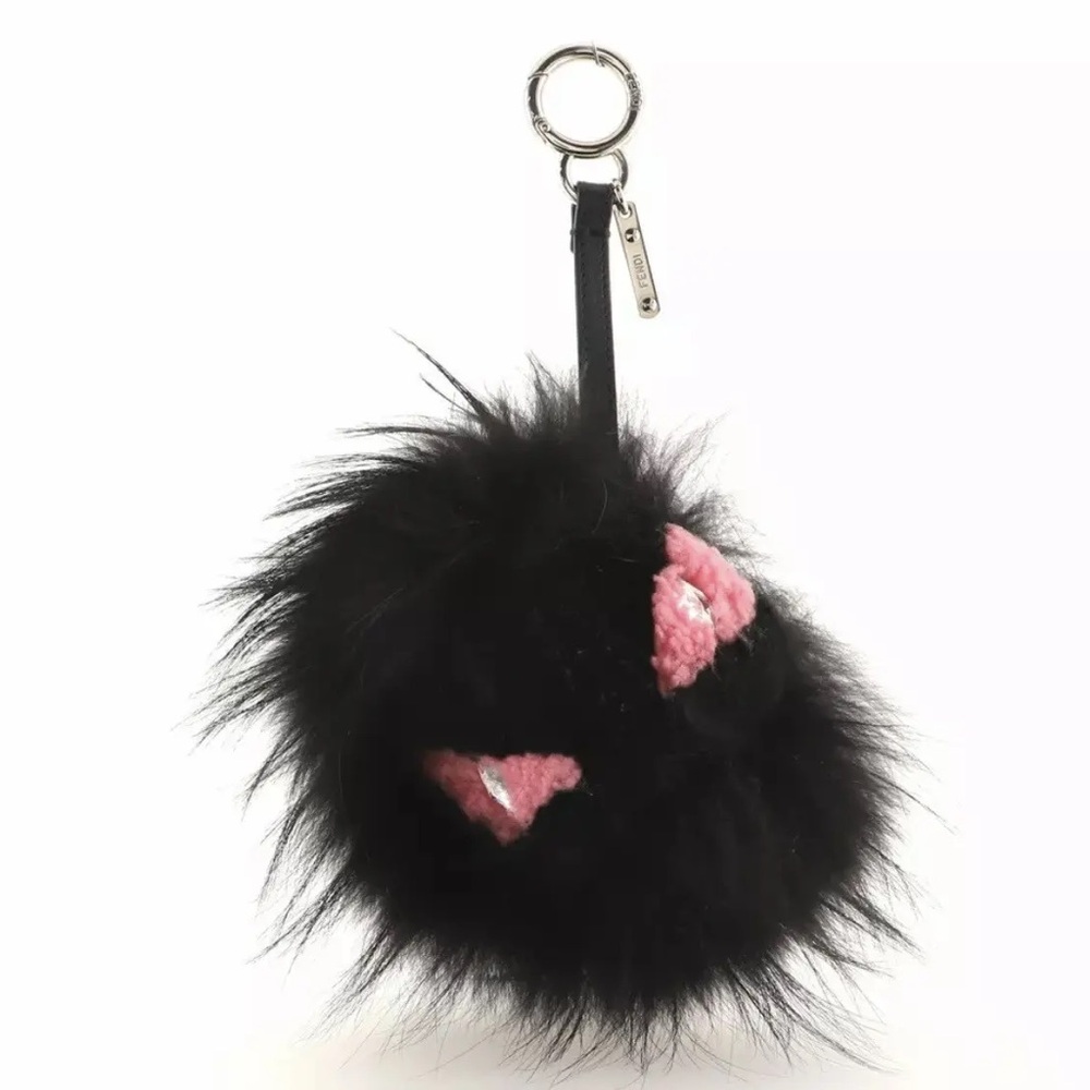 👾RARE Fendi Fox Fur Shearling Pinky Punky Monster Bag Bug Charm